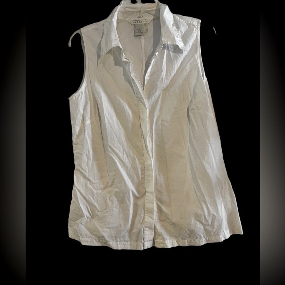 Vintage Express Compagnie Internationale White Sleeveless  Button Down Top 13/14